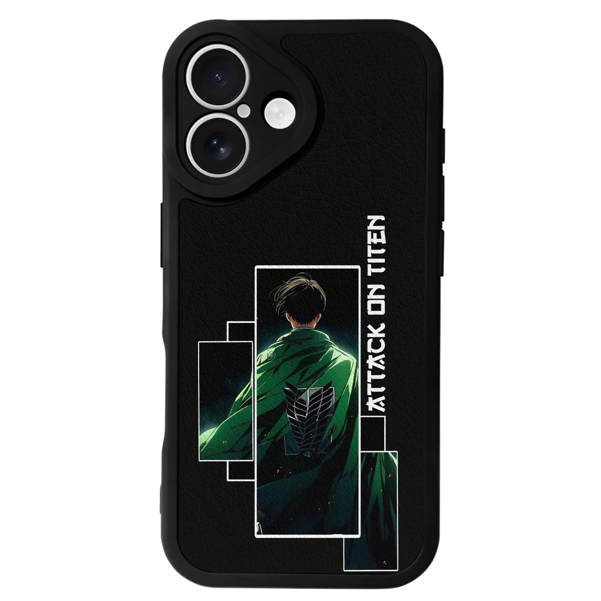 進撃の巨人 グッズ リヴァイ・アッカーマン - IPhone 16シリーズ対応 ・ シリコンスマホケース ・ レザー調 ・ 高精度フィット ・ 耐衝撃 ・ ワイヤレス充電対応 ・ 精密カット